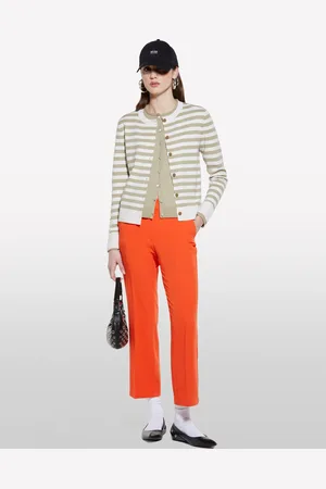 Sisley Cardigan A Righe E Bianco Panna, Donna