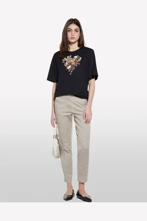 Sisley T-shirt Nera Con Stampa Cuore, Donna