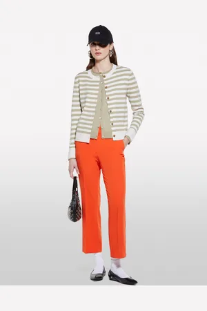 Sisley Cardigan A Righe E Bianco Panna, Donna