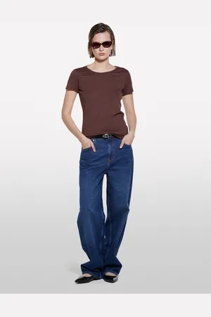 Sisley T-shirt Girocollo Marrone, Donna