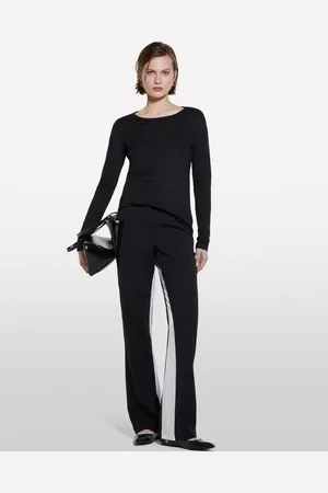 Sisley T-shirt Nera A Maniche Lunghe, Donna