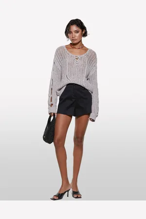 Sisley Maglia Traforata Con Laccetti, Donna