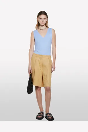 Sisley Canotta Azzurra Con Scollo A V, Donna
