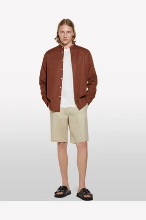 Sisley Camicia Alla Coreana Scuro, Uomo