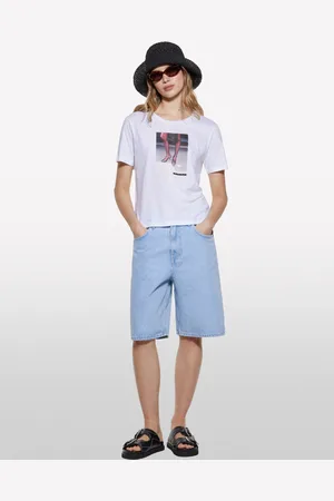 Sisley T-shirt Bianca Con Stampa Fotografica, Donna