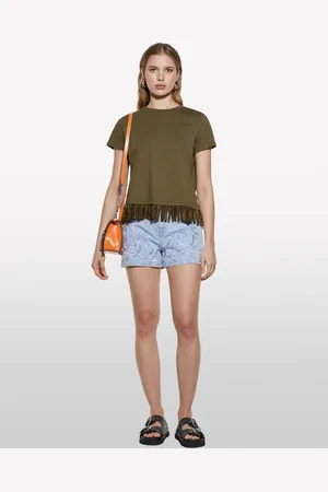 Sisley T-shirt Con Frange Sul Fondo, Donna