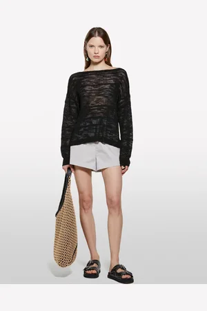 Sisley Maglia Nera A Righe Con Lurex, Donna
