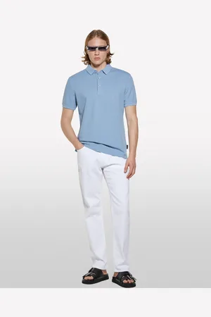 Sisley Polo Azzurra 100% Cotone, Uomo