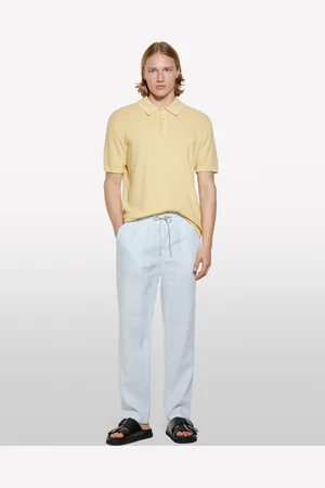 Sisley Joggers Azzurro Chiaro 100% Lino, Uomo