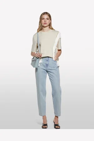 Sisley T-shirt Sabbia Con Frange, Donna