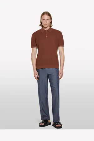 Sisley Polo Marrone In Maglia, Uomo