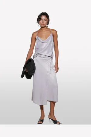 Sisley Gonna In Satin Grigio, Donna