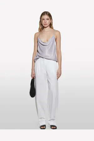 Sisley Pantaloni Bianchi Relaxed Fit, Donna