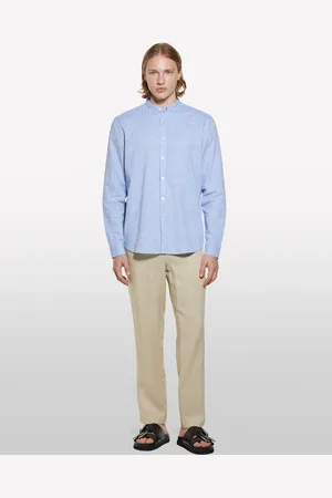 Sisley Camicia Alla Coreana Azzurra, Uomo