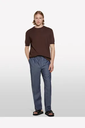 Sisley Maglia Marrone A Maniche Corte, Uomo