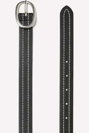Sisley Cintura Nera In Pelle Con Impunture, Donna