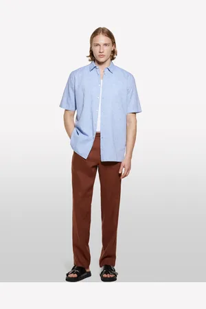 Sisley Camicia A Maniche Corte Azzurra, Uomo