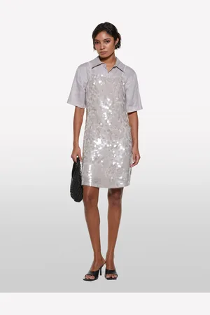 Sisley Camicia Grigia A Maniche Corte In 100% Lino, Donna