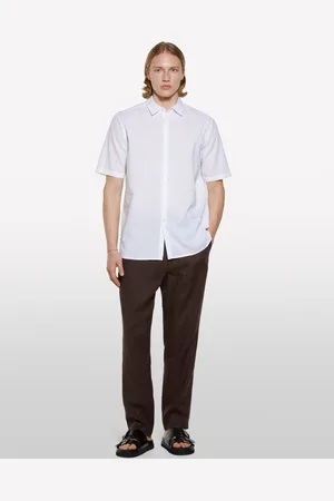 Sisley Camicia A Maniche Corte Bianca, Uomo