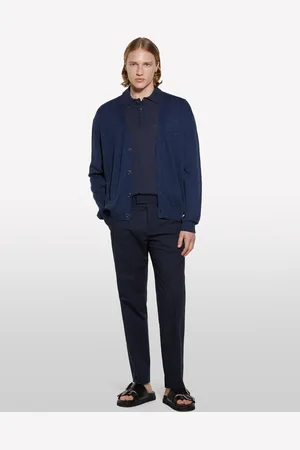 Sisley Polo Blu Regular Fit In Misto Lino, Uomo