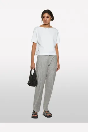 Sisley T-shirt Cropped Bianca Boxy Fit, Donna