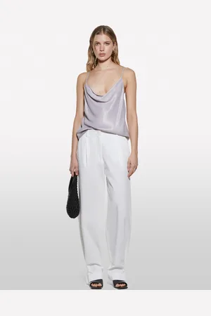 Sisley Pantaloni Bianchi Relaxed Fit, Donna