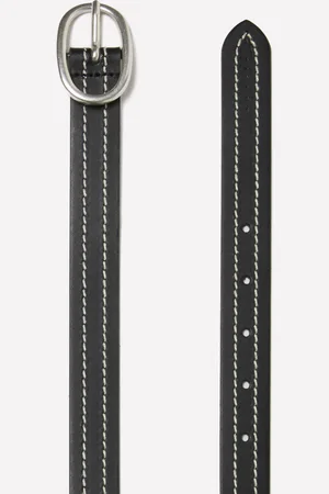 Sisley Cintura Nera In Pelle Con Impunture, Donna