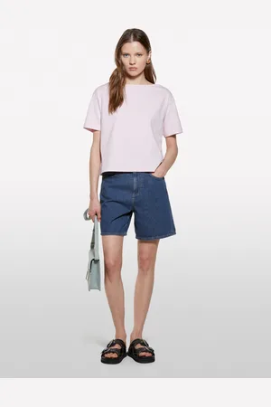 Sisley T-shirt Cropped Rosa Boxy Fit, Donna