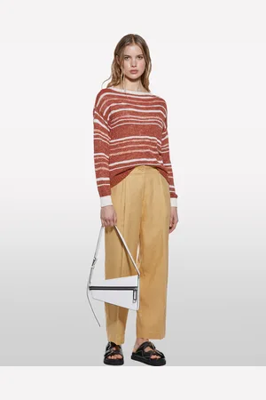 Sisley Pantaloni Relaxed Fit In 100% Lino, Donna