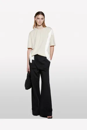 Sisley Pantaloni Neri Relaxed Fit, Donna