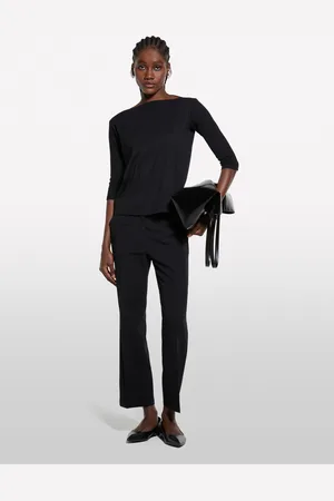 Sisley T-shirt Nera Con Scollo A Barca, Donna