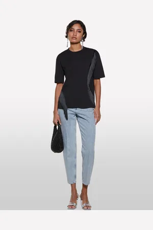 Sisley T-shirt Nera Con Frange, Donna