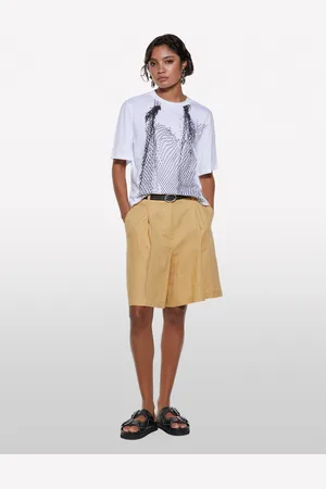 Sisley T-shirt Bianca Con Stampa Rete, Donna