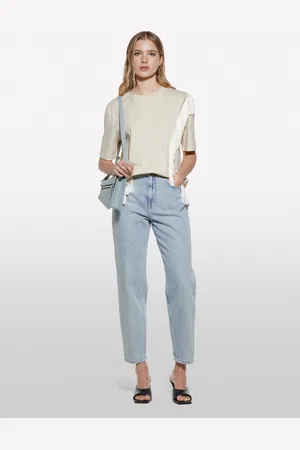 Sisley T-shirt Sabbia Con Frange, Donna