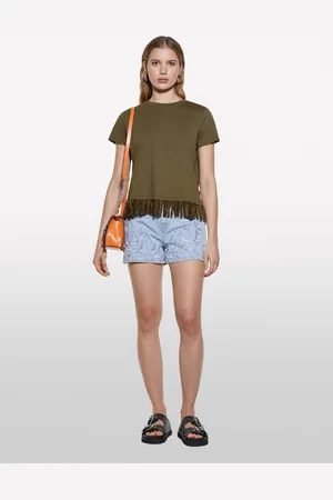Sisley T-shirt Con Frange Sul Fondo, Donna
