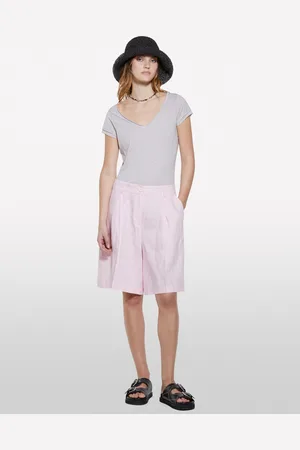 Sisley T-shirt Grigia Con Scollo A V, Donna