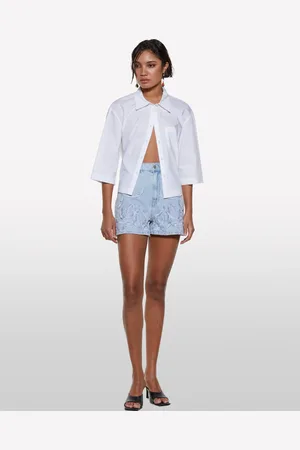Sisley Shorts Di Jeans Con Ricami, Donna