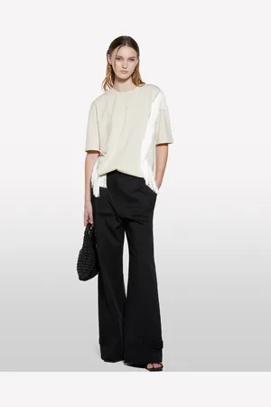 Sisley Pantaloni Neri Relaxed Fit, Donna
