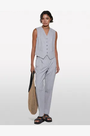 Sisley Gilet In Misto Lino, Donna