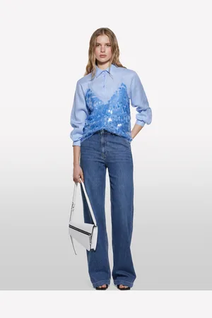 Sisley Top Azzurro Con Paillettes, Donna