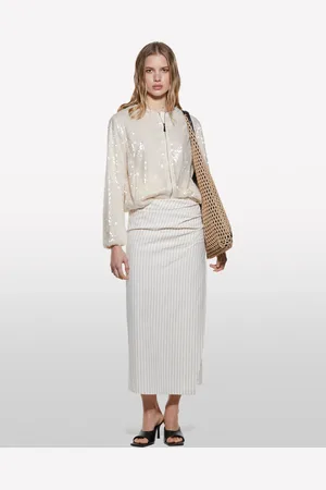 Sisley Gonna Beige A Righe, Donna