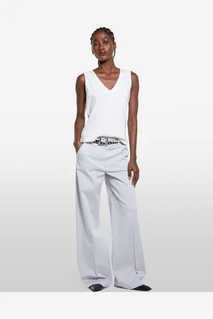 Sisley Canotta Bianca Con Scollo A V, Donna