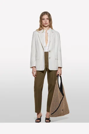 Sisley Blazer Beige A Righe, Donna