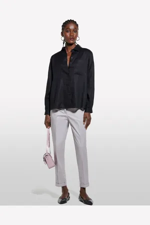 Sisley Camicia Nera In 100% Lino, Donna