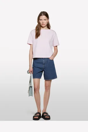 Sisley T-shirt Cropped Rosa Boxy Fit, Donna