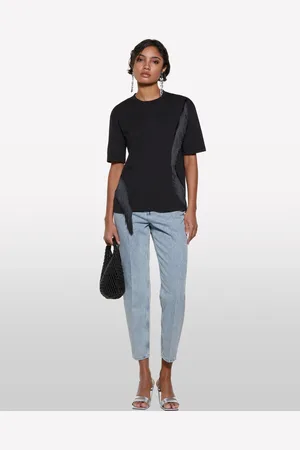 Sisley T-shirt Nera Con Frange, Donna