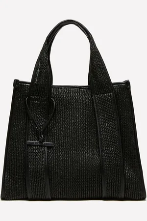 Sisley Shopper Nera Effetto Paglia, Donna