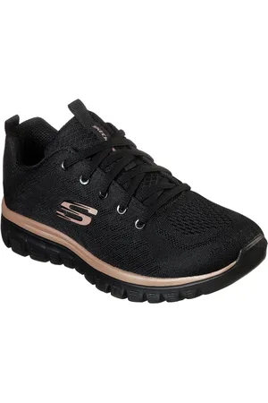 Skechers Donna Graceful - Get Connected Sneaker in Nero/Rosa Oro