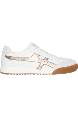 Skechers Donna Zinger - Metallic Roads Sneaker in Bianco/Rosa Oro