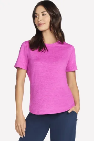 Skechers Donna GO DRI SWIFT maglietta in Rosa Fluo/Lavanda